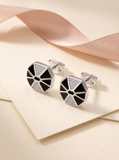 SYLVEXIA 925 Sterling Silver White Geometric Stud Earrings