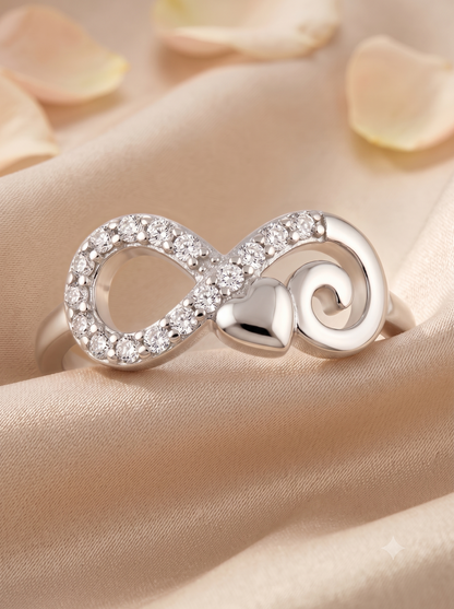 SYLVEXIA 925 Sterling Silver Infinity CZ Open Ring