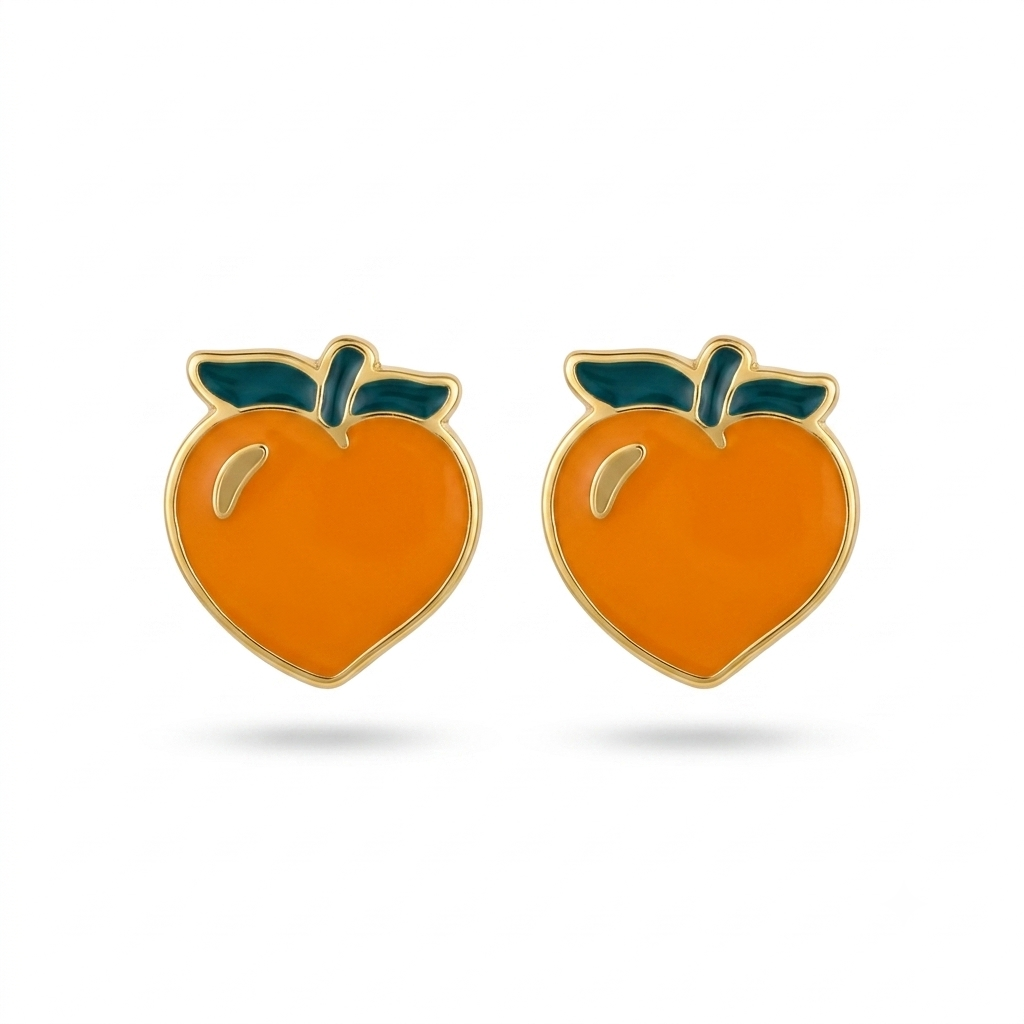 SYLVEXIA 925 Sterling Silver Peach Enamel Stud Earrings for Women