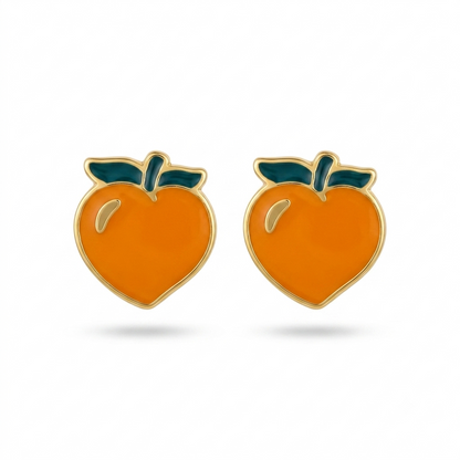 SYLVEXIA 925 Sterling Silver Peach Enamel Stud Earrings for Women