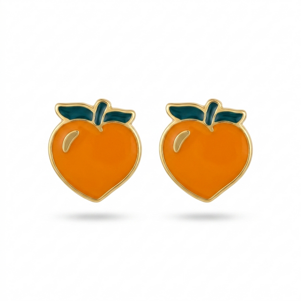 SYLVEXIA 925 Sterling Silver Peach Enamel Stud Earrings for Women