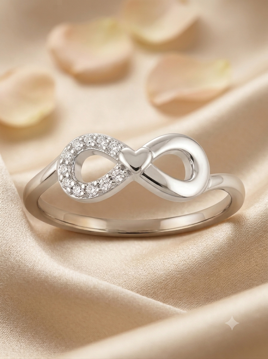 925 Sterling Silver Infinity CZ Open Ring