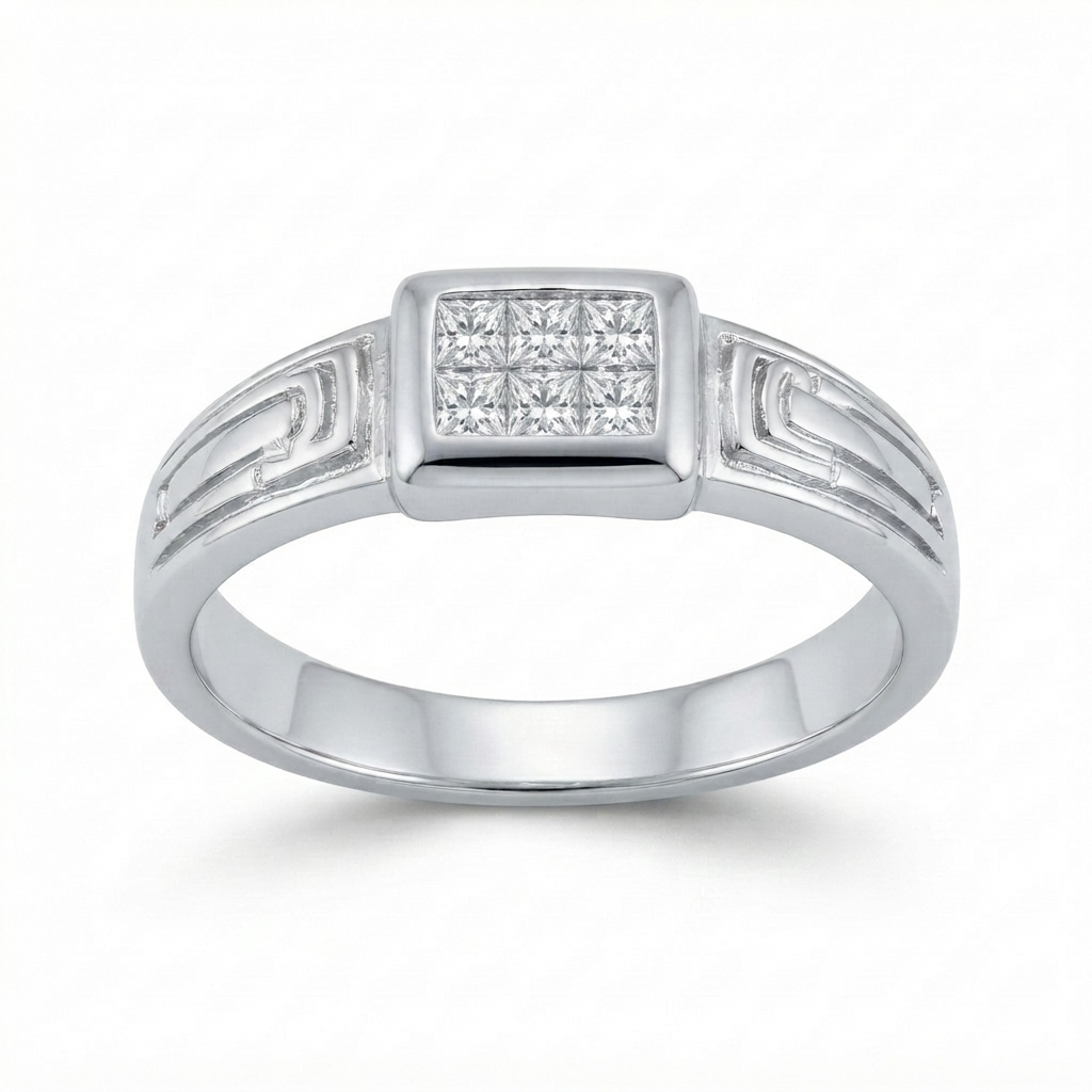 SYLVEXIA 925 Sterling Silver Princess Cut CZ Square Signet Ring