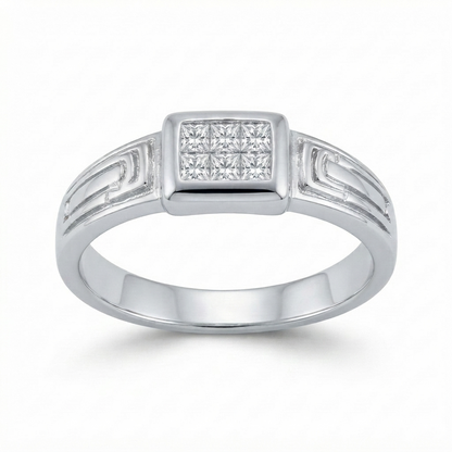 SYLVEXIA 925 Sterling Silver Princess Cut CZ Square Signet Ring