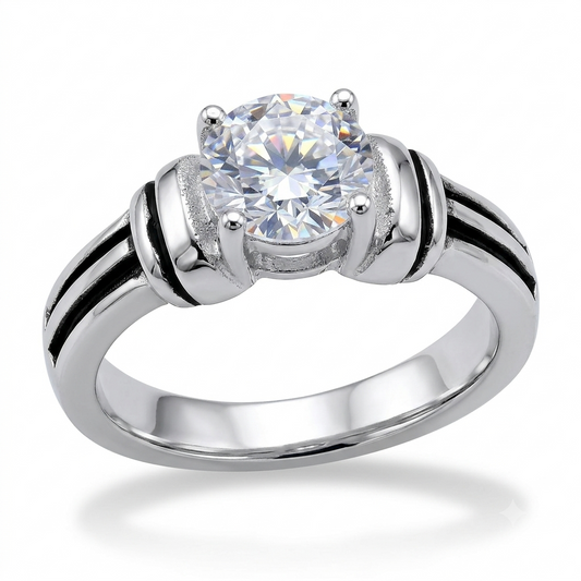 925 Sterling Silver Vintage Halo Engagement Ring for Men