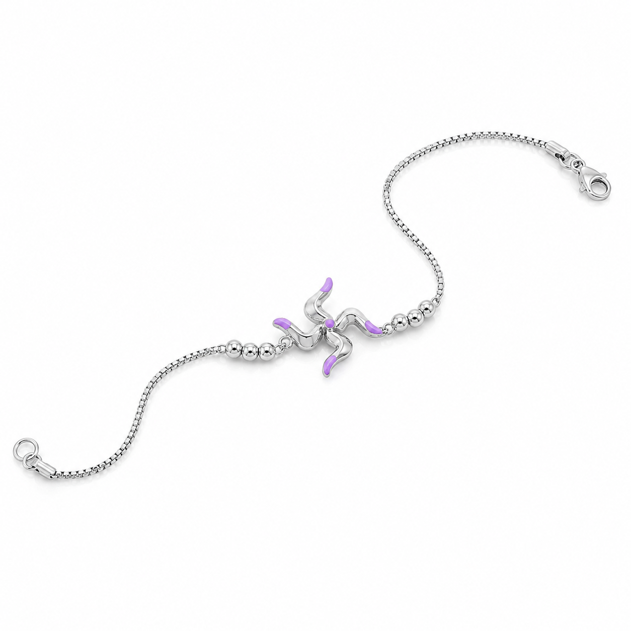 SYLVEXIA 925 Sterling Silver Purple Stone Rakhi Bracelet for Brother