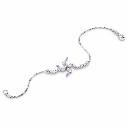SYLVEXIA 925 Sterling Silver Purple Stone Rakhi Bracelet for Brother