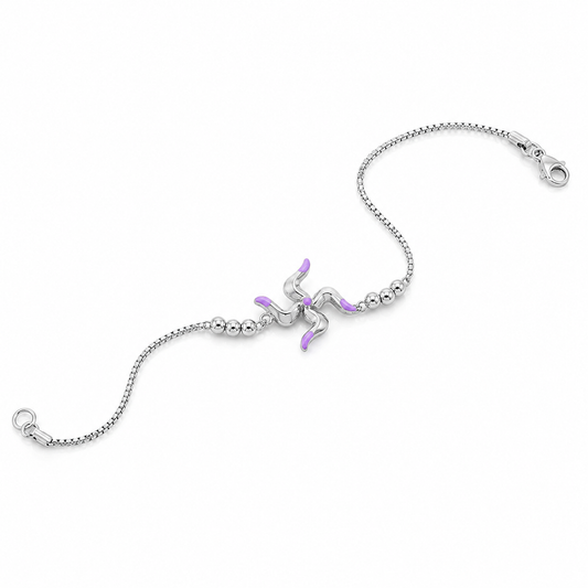 SYLVEXIA 925 Sterling Silver Purple Stone Rakhi Bracelet for Brother