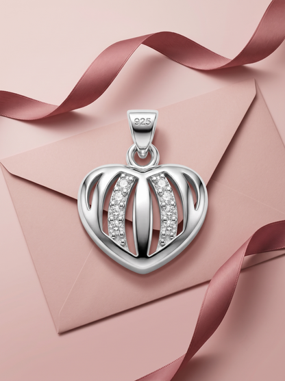 SYLVEXIA 925 Sterling Silver Triple Heart Openwork Pendant for Women