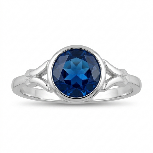 925 Sterling Silver Blue CZ Solitaire Ring for Women Size