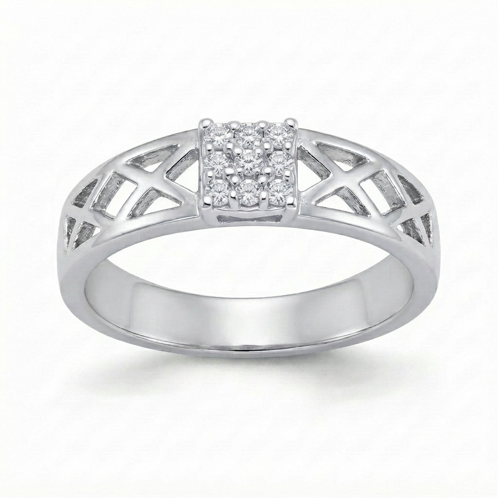 SYLVEXIA Rose Gold Plated CZ Crossover Ring for Women Elegant Band Ring