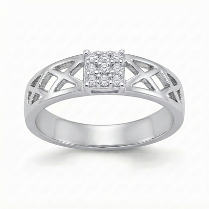 SYLVEXIA Rose Gold Plated CZ Crossover Ring for Women Elegant Band Ring