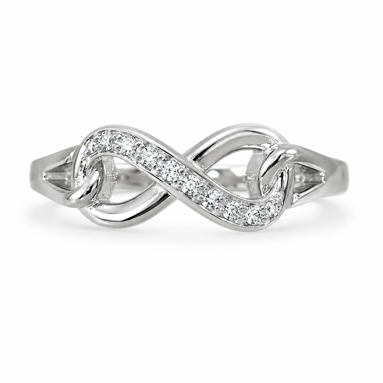 Sylvexia 925 Sterling Silver Infinity Heart CZ Ring for Women