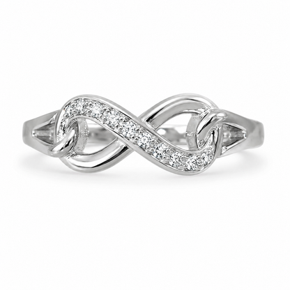 Sylvexia 925 Sterling Silver Infinity Heart CZ Ring for Women