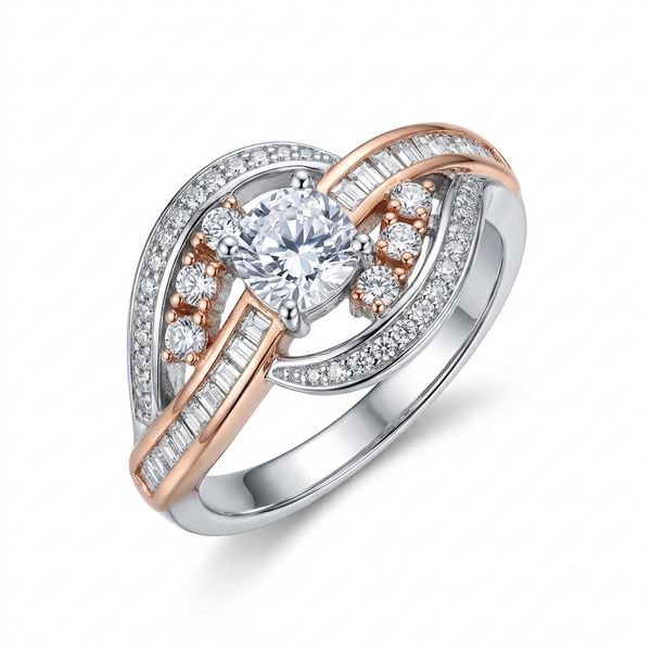 Sylvexia 925 Sterling Silver Rose Gold Honeycomb CZ Ring for Women