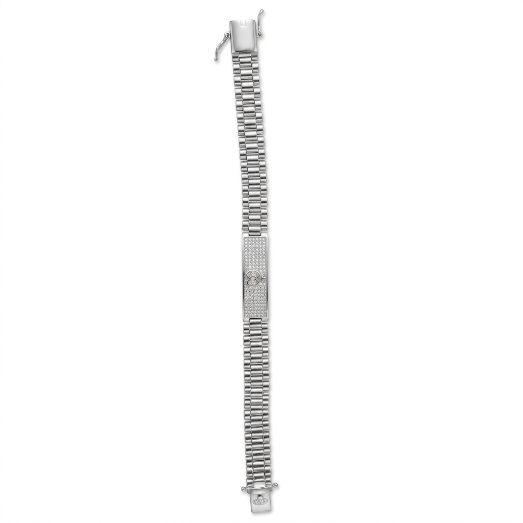 SYLVEXIA 925 Sterling Silver Link Bracelet for Men with CZ Stone Design Charm