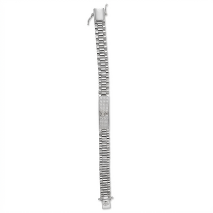 SYLVEXIA 925 Sterling Silver Link Bracelet for Men with CZ Stone Design Charm