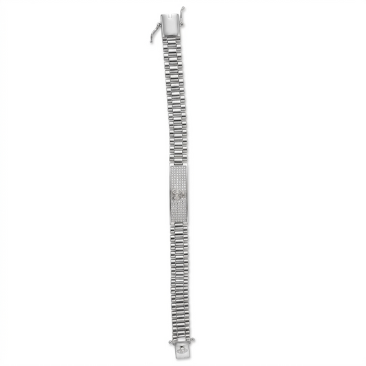 SYLVEXIA 925 Sterling Silver Link Bracelet for Men with CZ Stone Design Charm