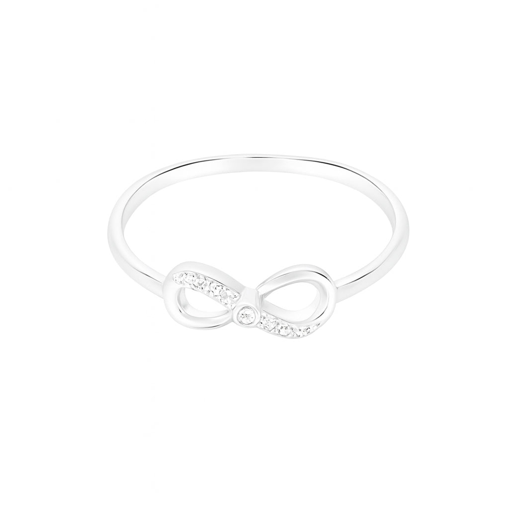 925 Sterling Silver Infinity Ring with Sparkling Crystal Accent