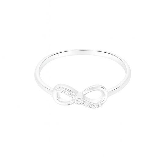 925 Sterling Silver Infinity Ring with Sparkling Crystal Accent