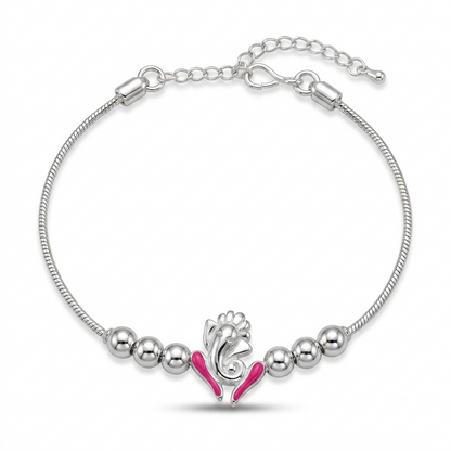 SYLVEXIA 925 Sterling Silver Red Ganesha Rakhi Bracelet for Brother
