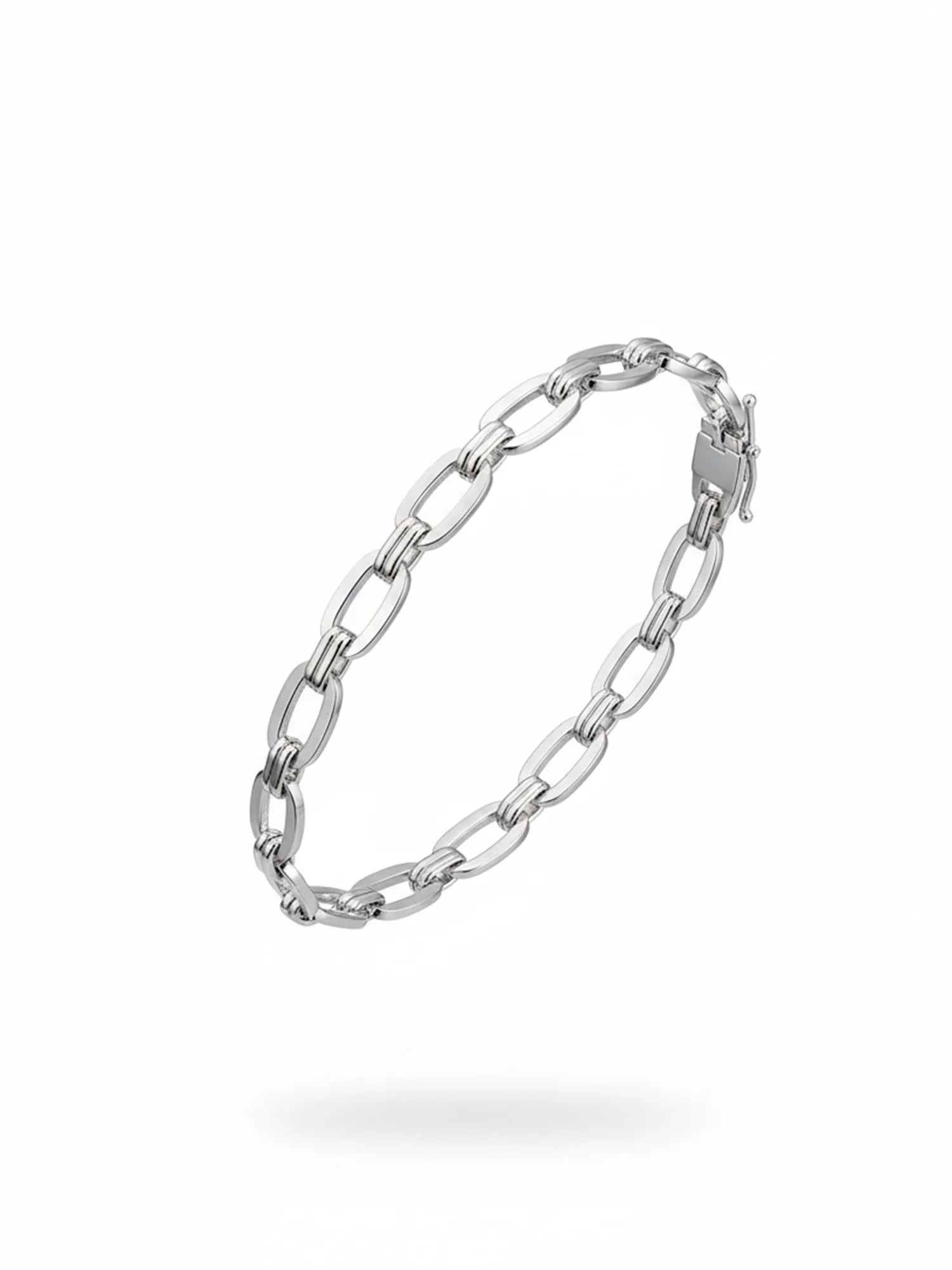 Sylvexia Men’s Silver Rectangular Link Bracelet