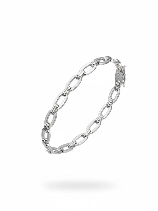 Sylvexia Men’s Silver Rectangular Link Bracelet