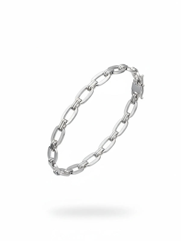 Sylvexia Men’s Silver Rectangular Link Bracelet