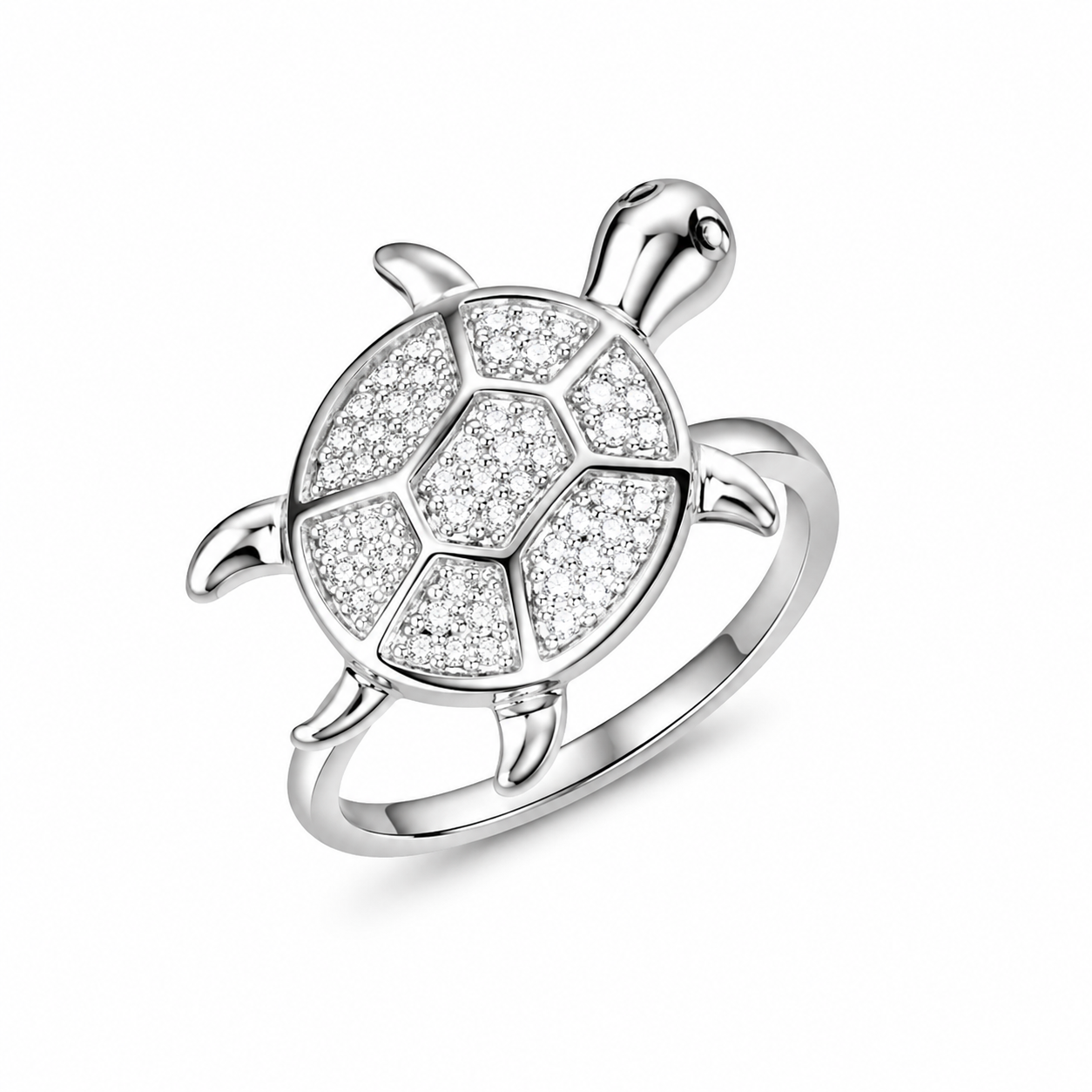 Sylvexia 925 Sterling Silver CZ Turtle Ring for Women