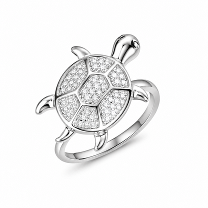 Sylvexia 925 Sterling Silver CZ Turtle Ring for Women
