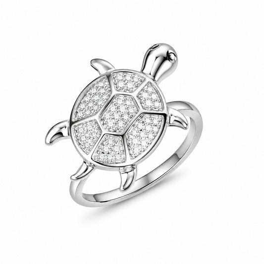Sylvexia 925 Sterling Silver CZ Turtle Ring for Women