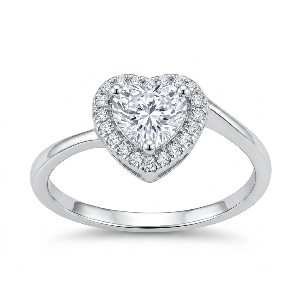 Sylvexia 925 Sterling Silver Heart CZ Ring for Women – Elegant Design