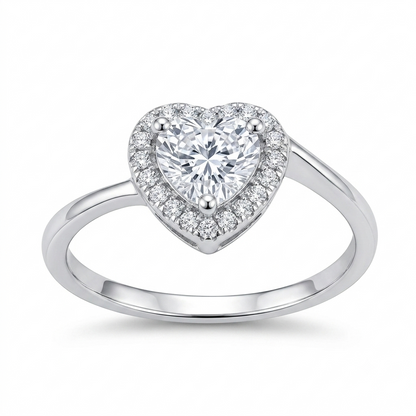 Sylvexia 925 Sterling Silver Heart CZ Ring for Women – Elegant Design