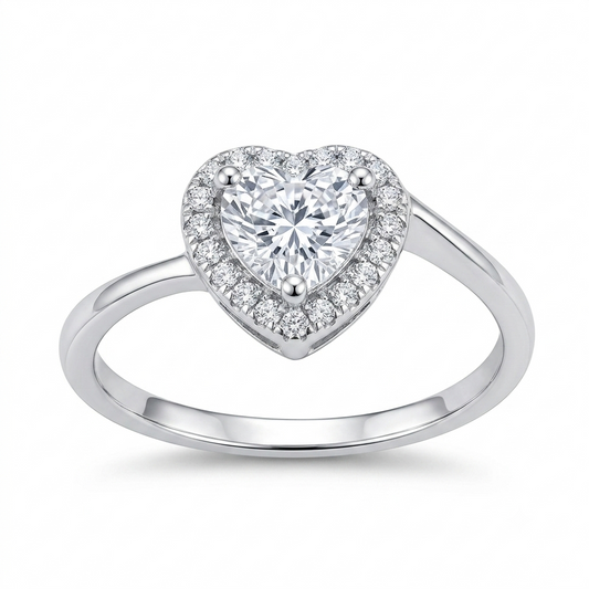 Sylvexia 925 Sterling Silver Heart CZ Ring for Women – Elegant Design
