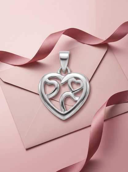 SYLVEXIA 925 Sterling Silver Interlocking Heart CZ Pendant for Women