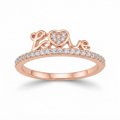 SYLVEXIA 925 Sterling Silver Rose Gold Love Heart CZ Ring for Women