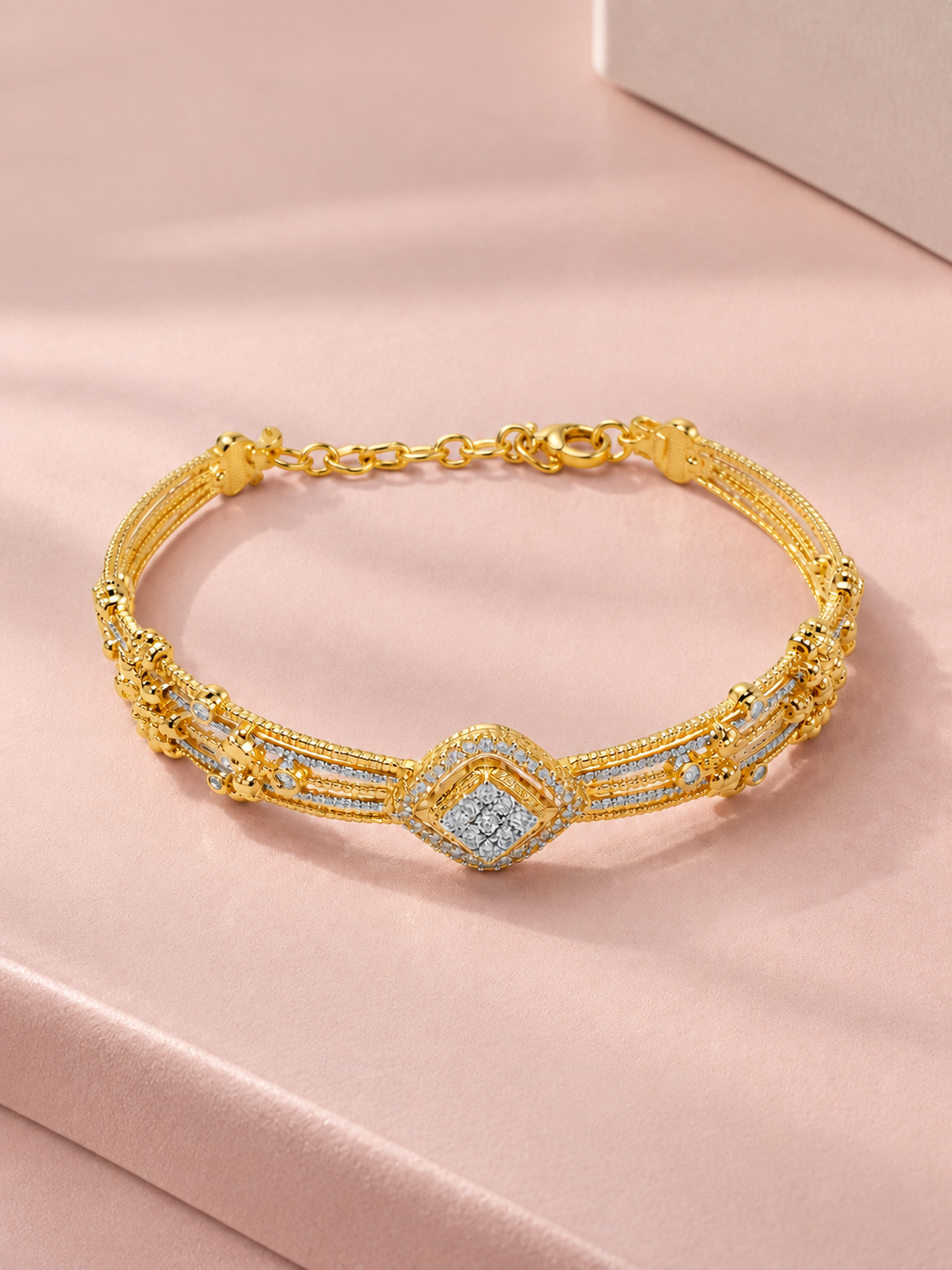 SYLVEXIA 925 Sterling Silver Gold Plated CZ Bracelet for Women
