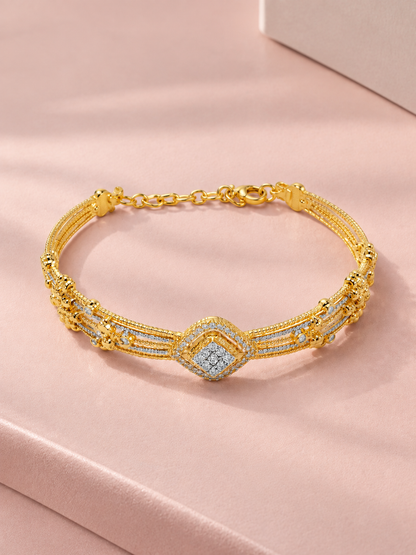 SYLVEXIA 925 Sterling Silver Gold Plated CZ Bracelet for Women