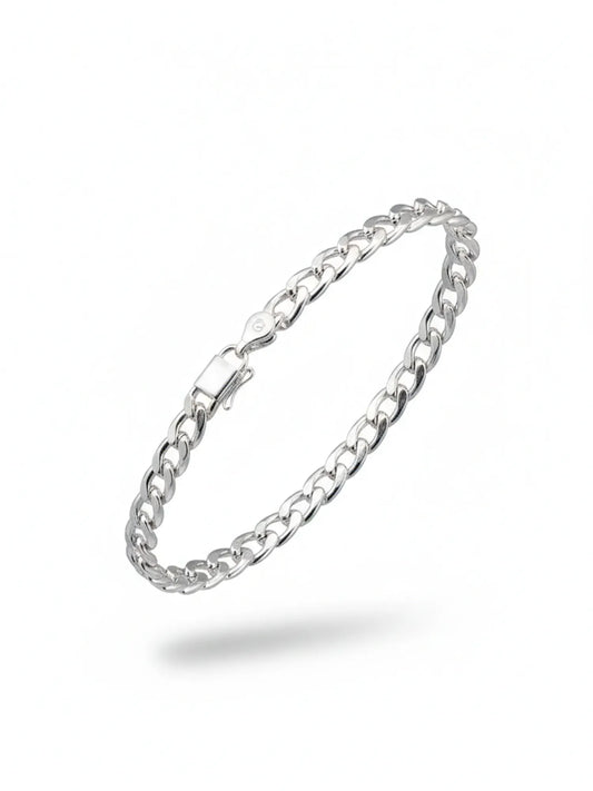 Sylvexia Men’s Silver Classic Link Chain Bracelet