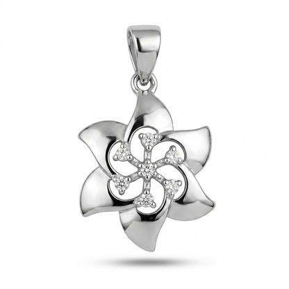 Sylvexia 925 Sterling Silver Floral Pendant for Women with Cubic Zirconia
