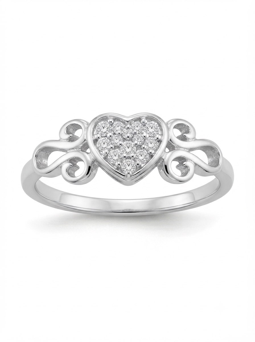 SYLVEXIA 925 Sterling Silver Heart Stone Ring for Women