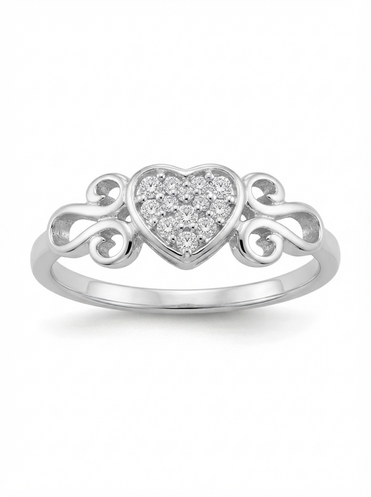 SYLVEXIA 925 Sterling Silver Heart Stone Ring for Women