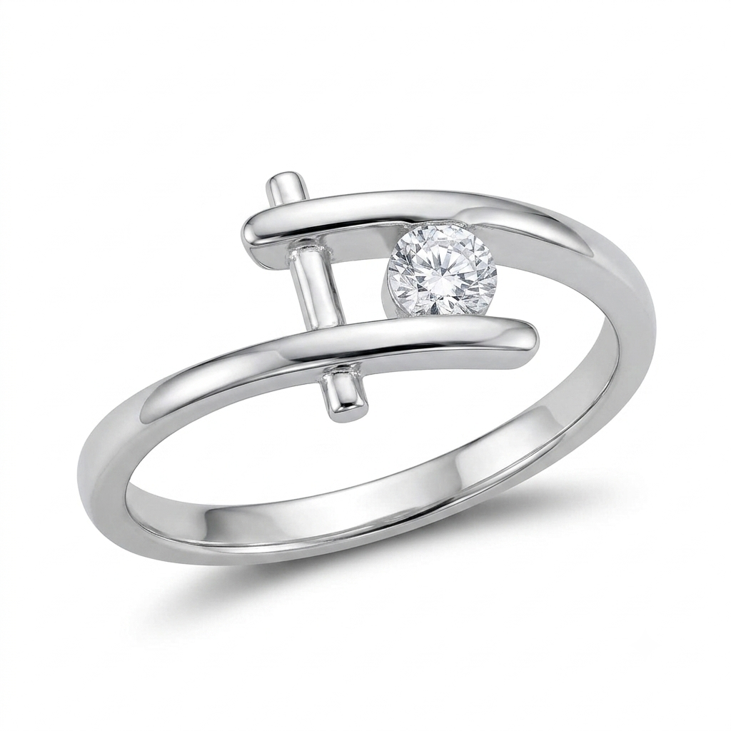 Sylvexia 925 Sterling Silver CZ Bypass Ring for Women