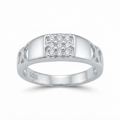 Sylvexia 925 Sterling Silver CZ Cluster Geometric Ring for Women