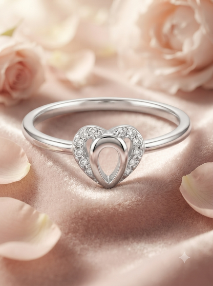 SYLVEXIA 925 Sterling Silver Double Heart Ring for Women