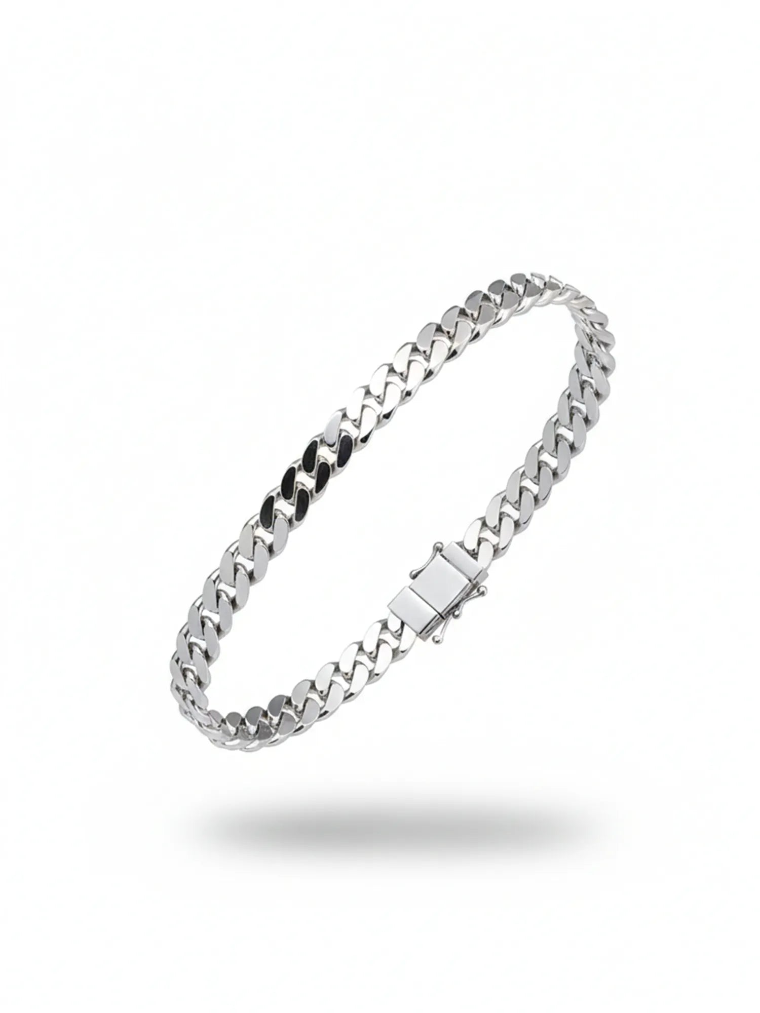 Sylvexia Men’s Silver Cuban Link Chain Bracelet