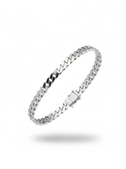 Sylvexia Men’s Silver Cuban Link Chain Bracelet
