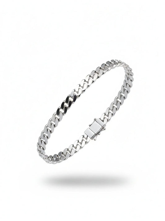 Sylvexia Men’s Silver Cuban Link Chain Bracelet