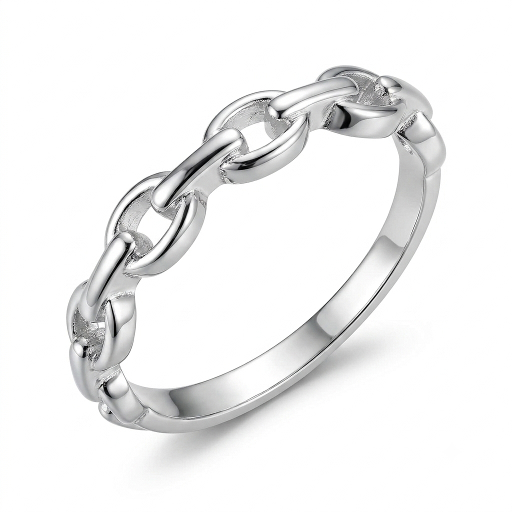 SYLVEXIA 925 Sterling Silver Chain Link Ring for Women