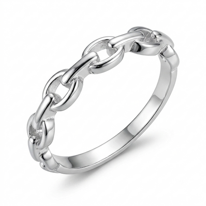 SYLVEXIA 925 Sterling Silver Chain Link Ring for Women